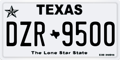 TX license plate DZR9500