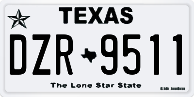 TX license plate DZR9511