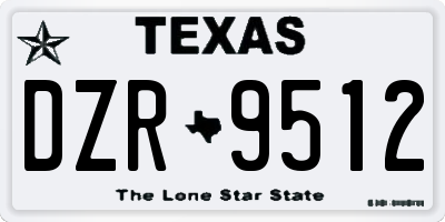 TX license plate DZR9512