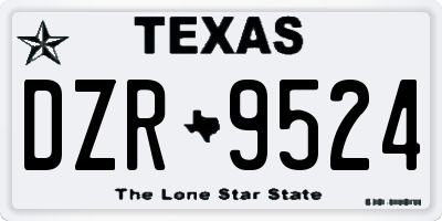 TX license plate DZR9524