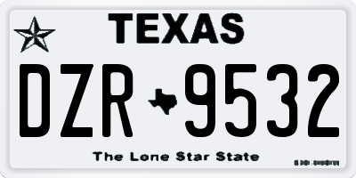 TX license plate DZR9532