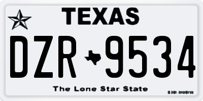 TX license plate DZR9534
