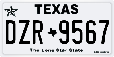 TX license plate DZR9567