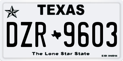 TX license plate DZR9603