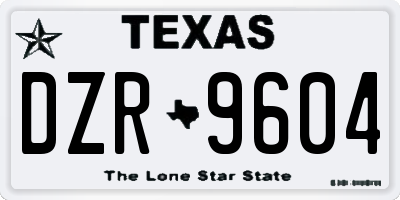 TX license plate DZR9604
