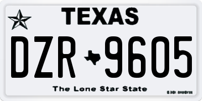 TX license plate DZR9605