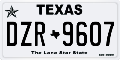 TX license plate DZR9607