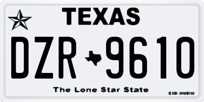 TX license plate DZR9610