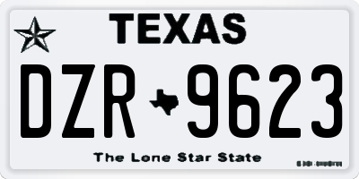 TX license plate DZR9623