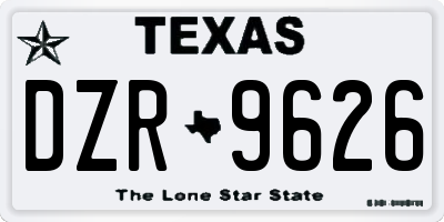 TX license plate DZR9626