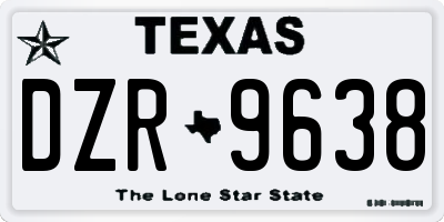 TX license plate DZR9638