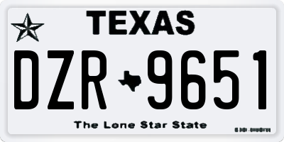 TX license plate DZR9651