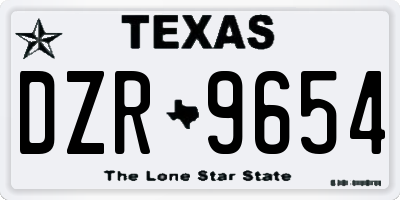 TX license plate DZR9654