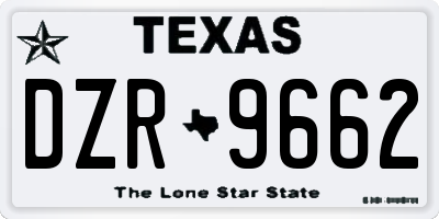 TX license plate DZR9662