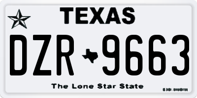 TX license plate DZR9663