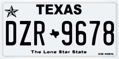TX license plate DZR9678