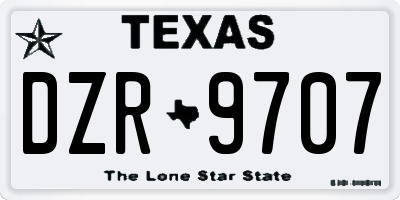 TX license plate DZR9707
