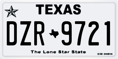 TX license plate DZR9721