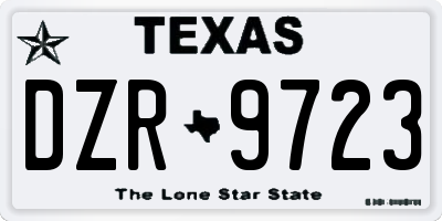 TX license plate DZR9723