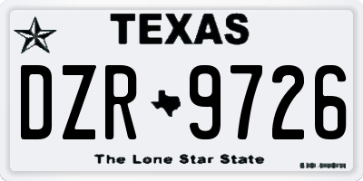 TX license plate DZR9726