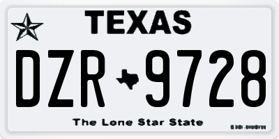 TX license plate DZR9728