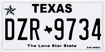 TX license plate DZR9734