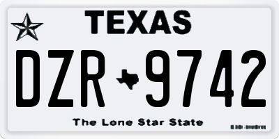 TX license plate DZR9742