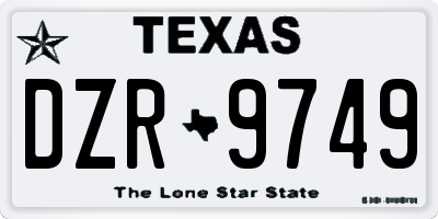 TX license plate DZR9749