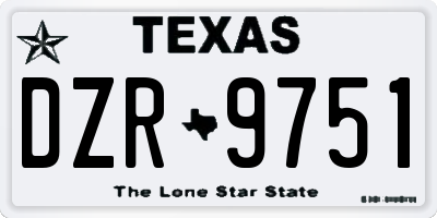 TX license plate DZR9751