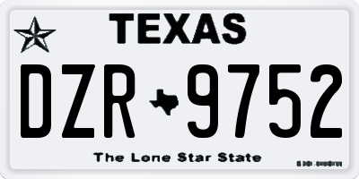 TX license plate DZR9752