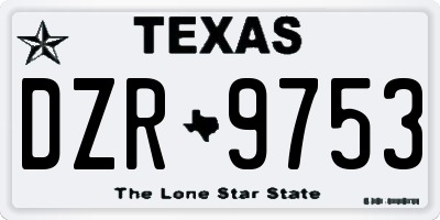 TX license plate DZR9753
