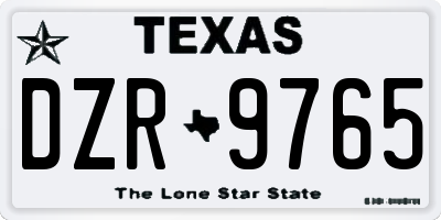 TX license plate DZR9765