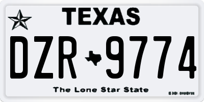 TX license plate DZR9774