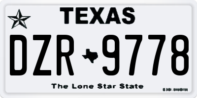 TX license plate DZR9778