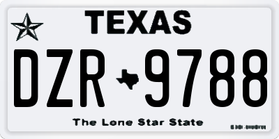 TX license plate DZR9788