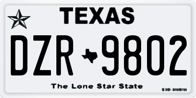TX license plate DZR9802