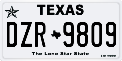 TX license plate DZR9809