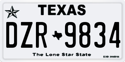 TX license plate DZR9834