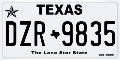 TX license plate DZR9835