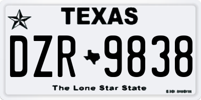 TX license plate DZR9838