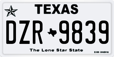 TX license plate DZR9839