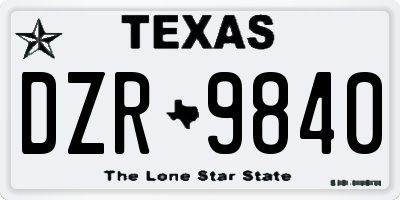 TX license plate DZR9840