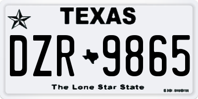 TX license plate DZR9865
