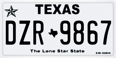TX license plate DZR9867