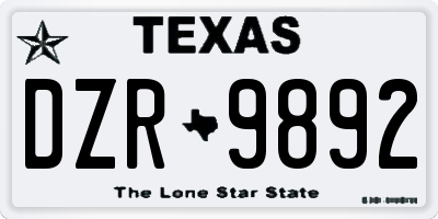 TX license plate DZR9892