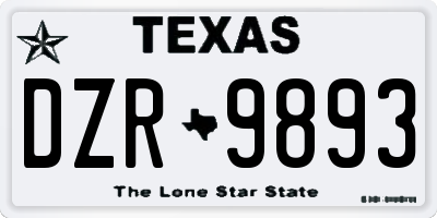 TX license plate DZR9893