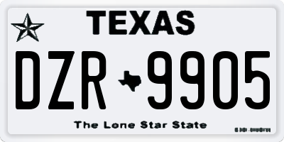TX license plate DZR9905
