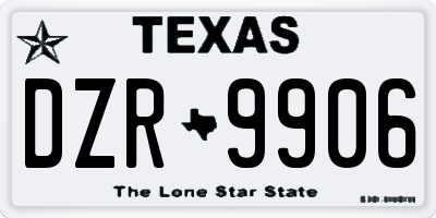 TX license plate DZR9906