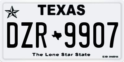 TX license plate DZR9907