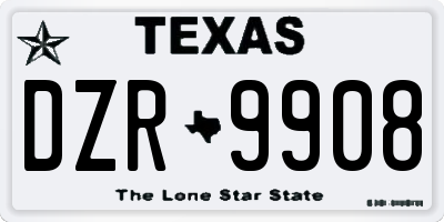 TX license plate DZR9908